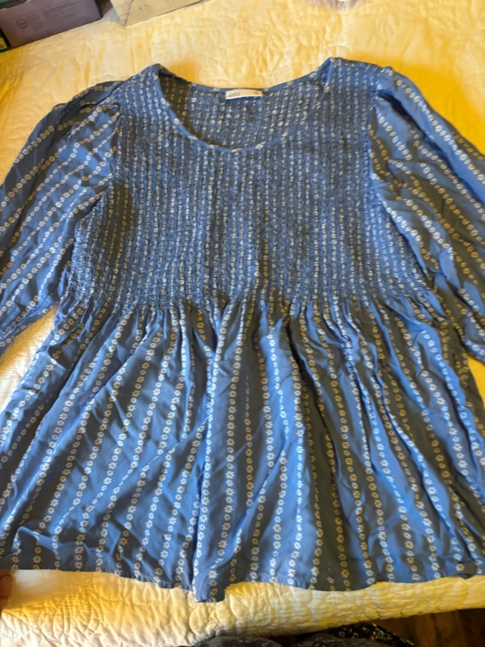 croft & barrow Blue Smocked Boho Tunic